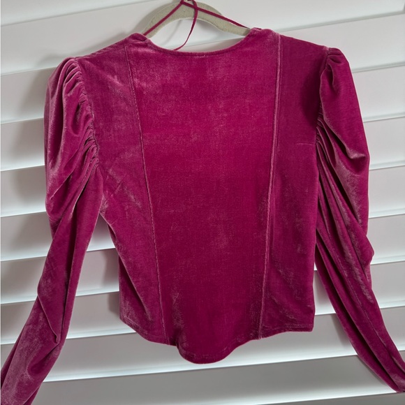 Free People Fuchsia Velvet Blouse - Picture 3 of 3